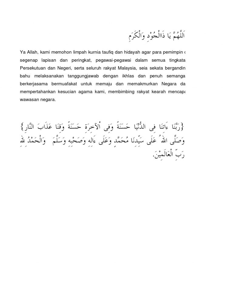 Contoh Doa Majlis Kesyukuran Ringkas Beserta Maksud Dalam Rumi Boleh Print PDF