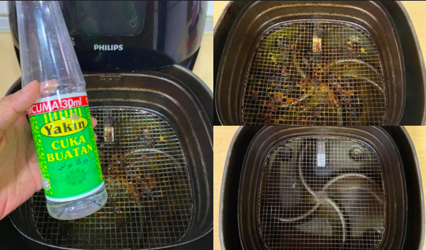 Cara Paling Senang Cuci Air Fryer Guna Cuka Boleh Hilang Kerak Berkilat