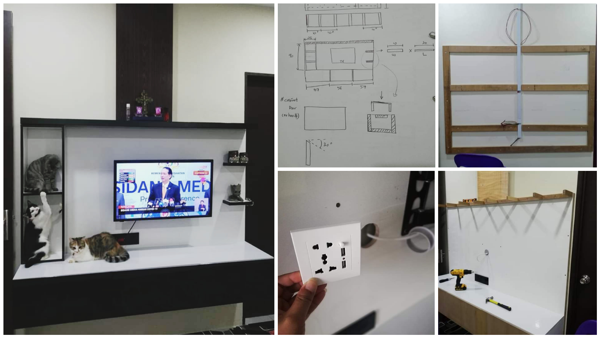 DIY Kabinet TV Tanpa Cat Dengan Kos Bawah RM500. Siap Berlampu Lagi