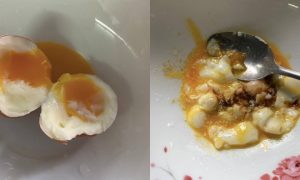 rebus telur separuh masak