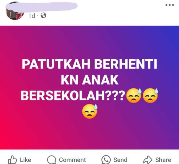 anak berhenti sekolah