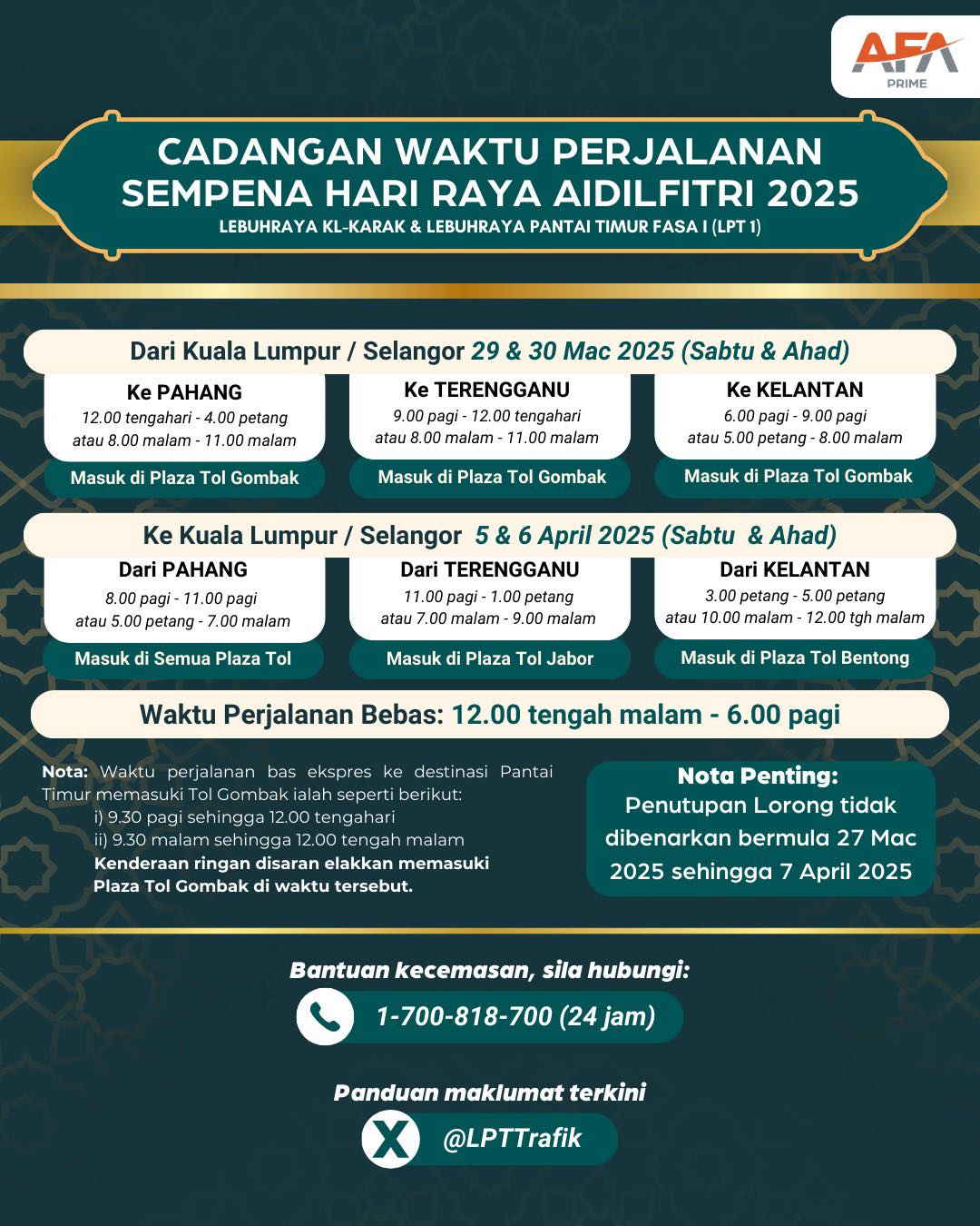 CADANGAN WAKTU PERJALANAN