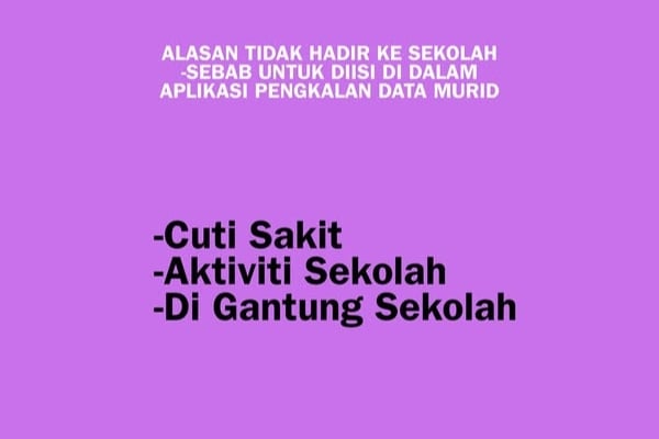 tidak hadir ke sekolah
