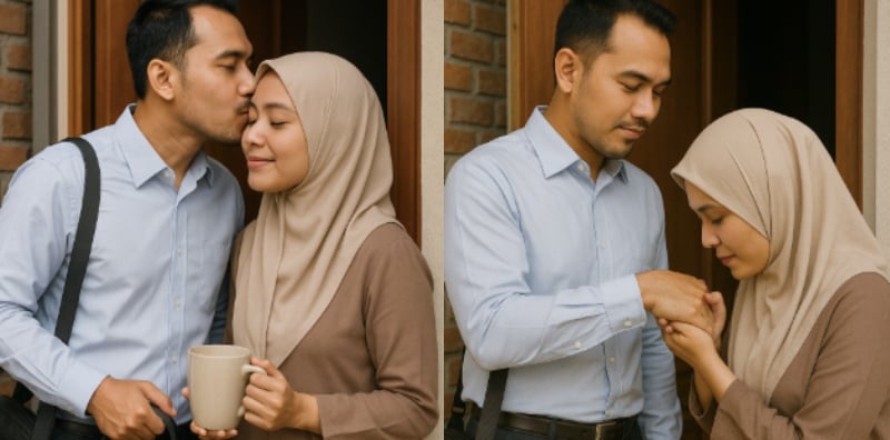 suami cium isteri
