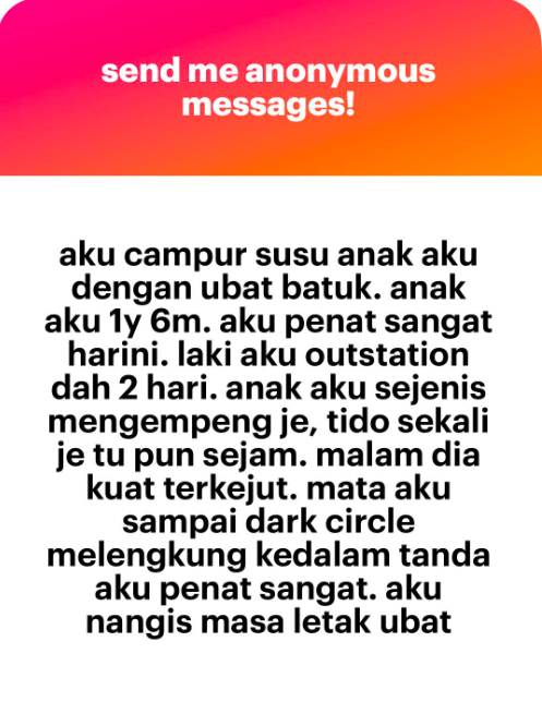 ibu penat jaga anak