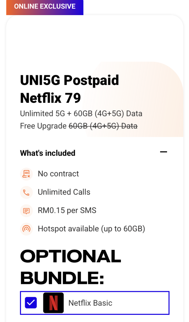 Pelan Pascabayar UNI5G