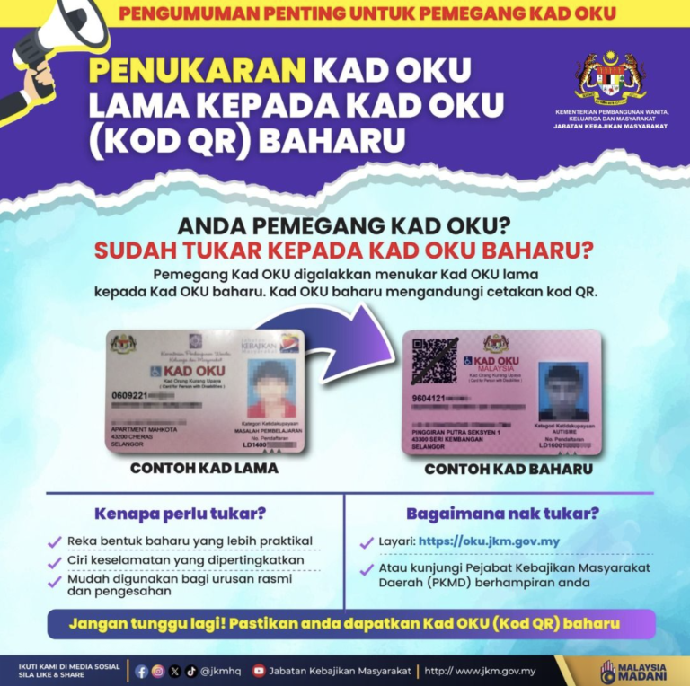 Cara Mohon Kad OKU Versi Baharu, Lengkap Dengan Kod QR!