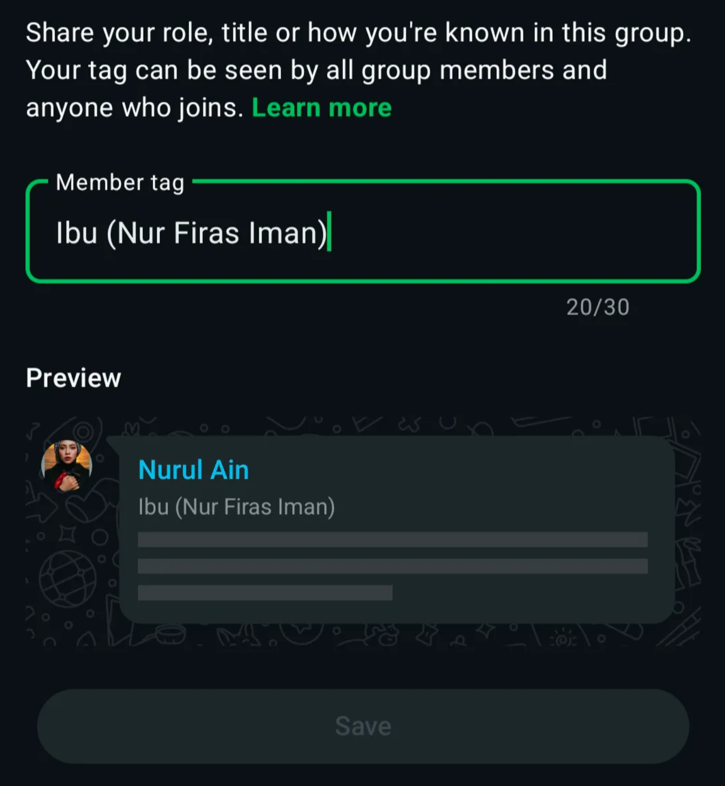 TAG NAMA WHATSAPP