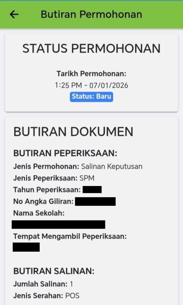 sijil SPM online