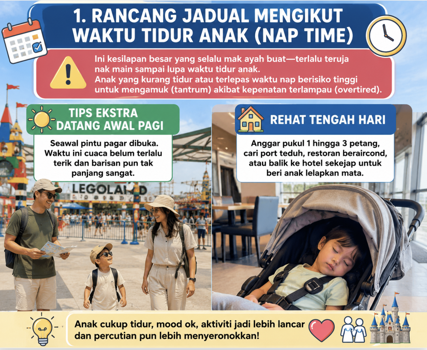 Bawa Anak ke Theme Park Mengikut Waktu Tidur