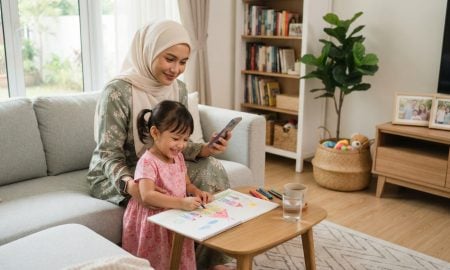 ibu bapa moden menggunakan gajet parenting untuk mengurus anak