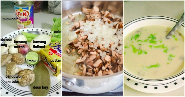 Shitake sup cendawan Cara Masak