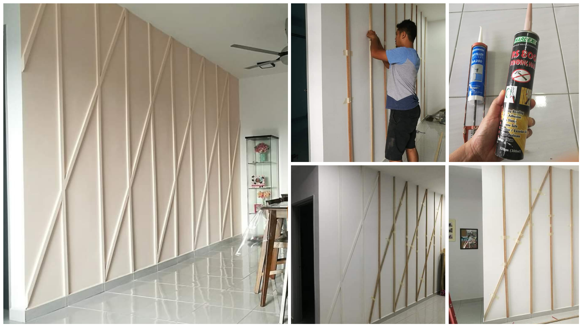 DIY Hiasan Dinding  Ruang  Tamu  Guna Wall Panel Lawa Jimat